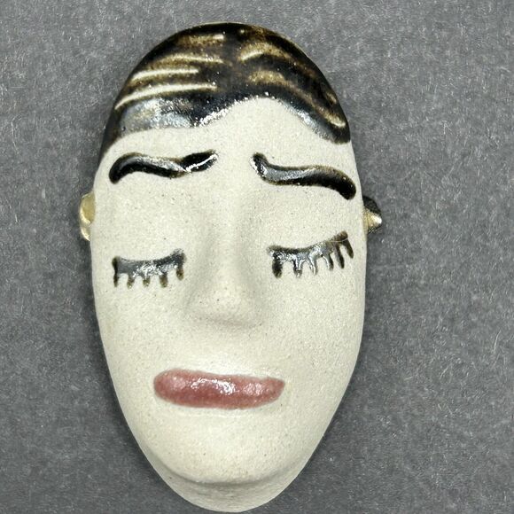 Las Mascaritas Face Mask Pin Brooch Corachol Imports Women Artisan Made Mexico - Picture 2 of 7